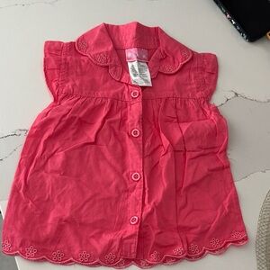 Charming Pink Baby Blouse with Scalloped Edges